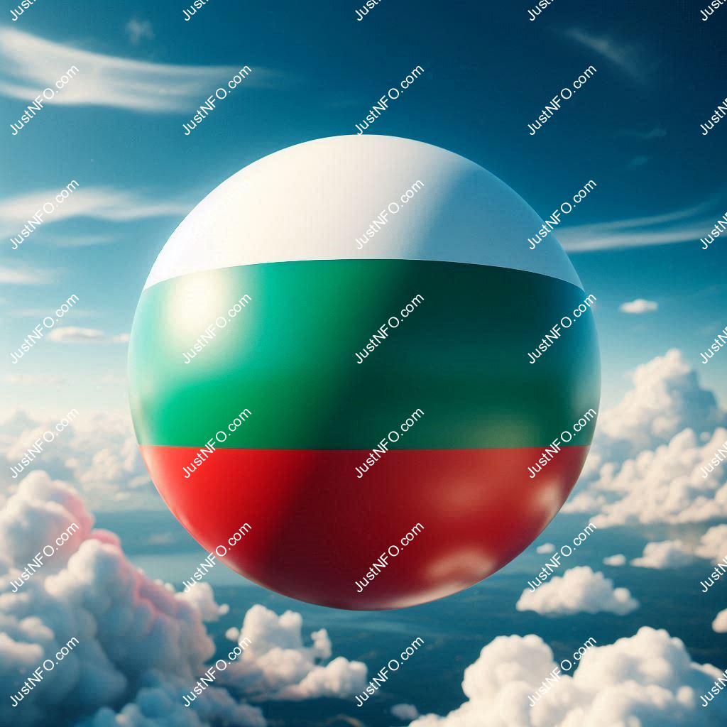 عرض ثلاثي الأبعاد بتصميم كروي لعلم بلغاريا يبرز التفاصيل والألوان الوطنية بدقة ووضوح