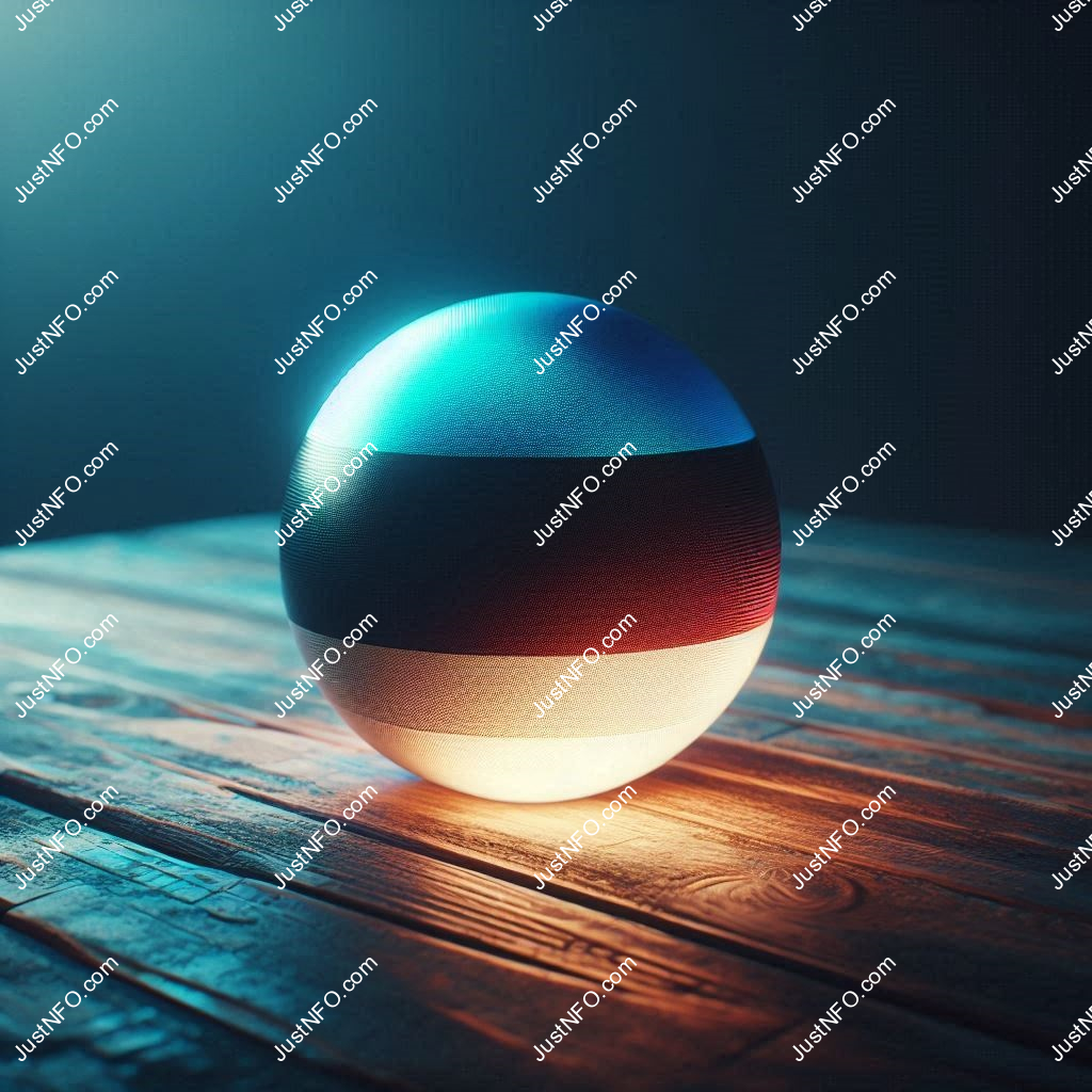 عرض ثلاثي الأبعاد بتصميم كروي لعلم إستونيا يبرز التفاصيل والألوان الوطنية بدقة ووضوح