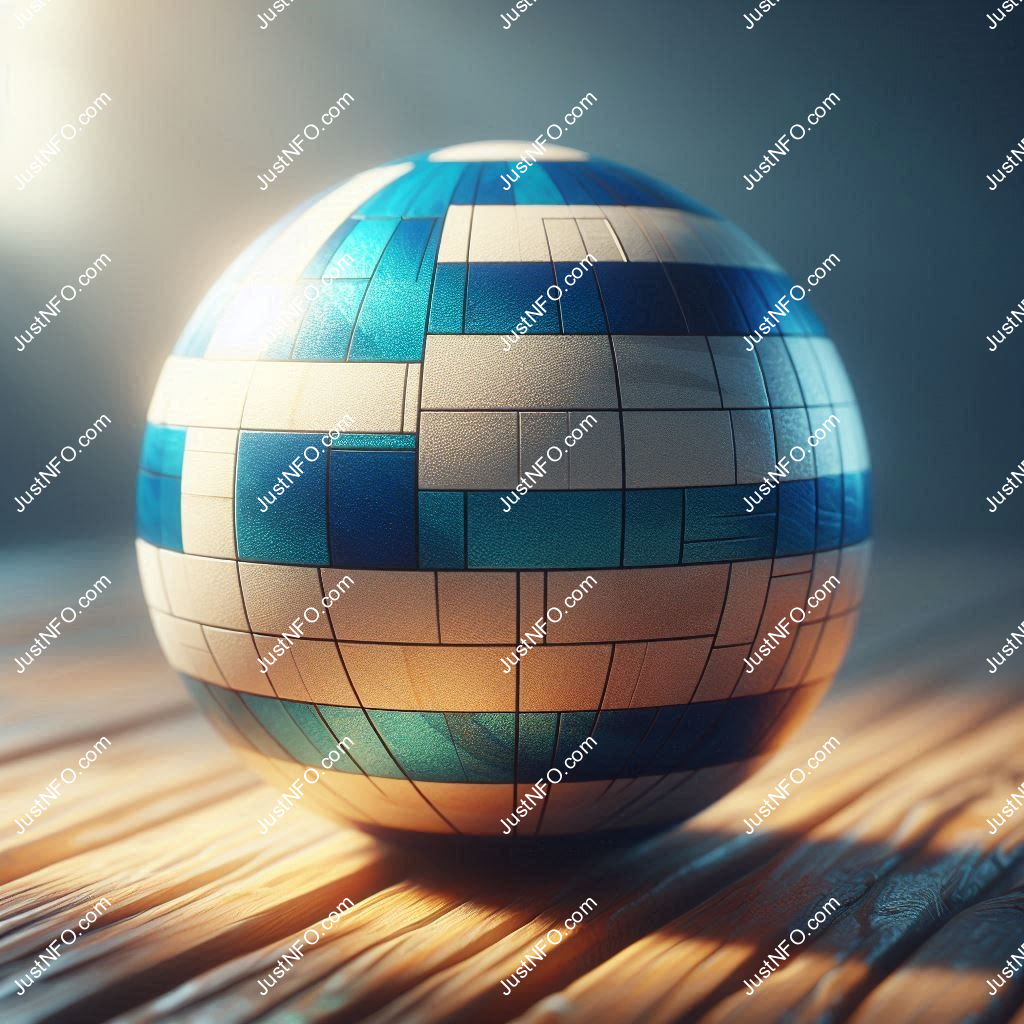 عرض ثلاثي الأبعاد بتصميم كروي لعلم اليونان يبرز التفاصيل والألوان الوطنية بدقة ووضوح