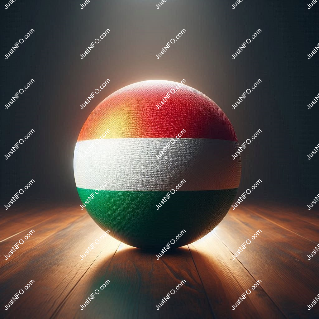 عرض ثلاثي الأبعاد بتصميم كروي لعلم المجر يبرز التفاصيل والألوان الوطنية بدقة ووضوح