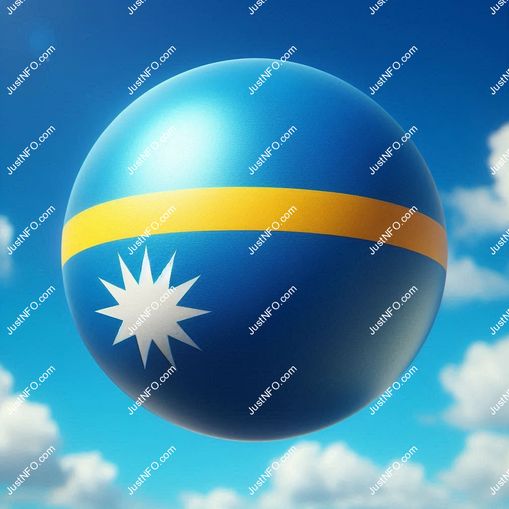 عرض ثلاثي الأبعاد بتصميم كروي لعلم ناورو يبرز التفاصيل والألوان الوطنية بدقة ووضوح