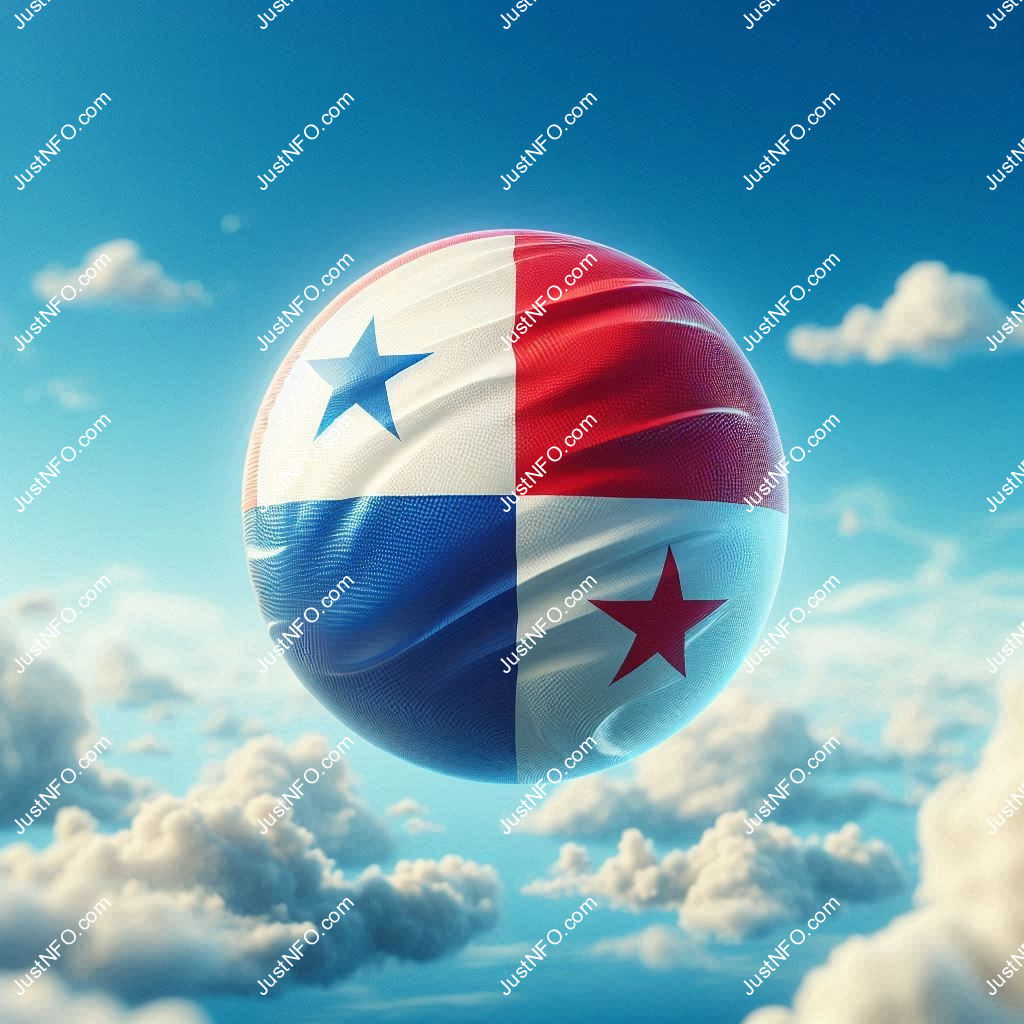 عرض ثلاثي الأبعاد بتصميم كروي لعلم بنما يبرز التفاصيل والألوان الوطنية بدقة ووضوح