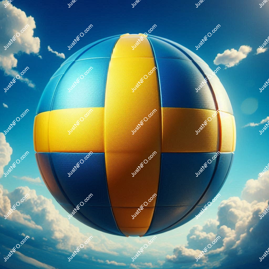 عرض ثلاثي الأبعاد بتصميم كروي لعلم السويد يبرز التفاصيل والألوان الوطنية بدقة ووضوح