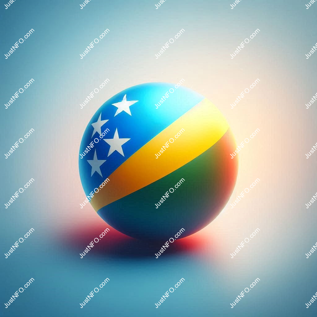 عرض ثلاثي الأبعاد بتصميم كروي لعلم جزر سليمان يبرز التفاصيل والألوان الوطنية بدقة ووضوح